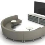 Global Furniture Group, A modular seating system composed of linking units in straight, inside curves, outside curves and